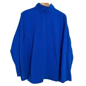 Lands' End Fleece Pullover Women 1X Blue Quarter Zip Mock Neck 502938